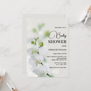 Orchid Flower Blossoms Baby Shower Invitation