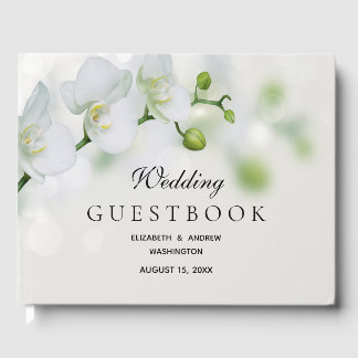 Orchid Flower Blossoms Wedding Guest Book