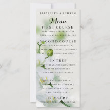 Orchid Flower Blossoms Wedding Menu