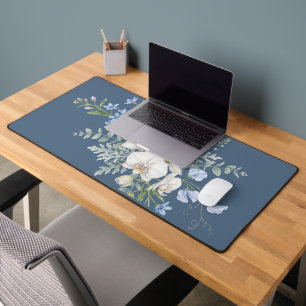 Orchid Flower Bouquet, Watercolor Floral Desk Mat
