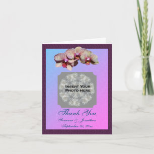Orchid Flower Floral Wedding Photo Thank You Card