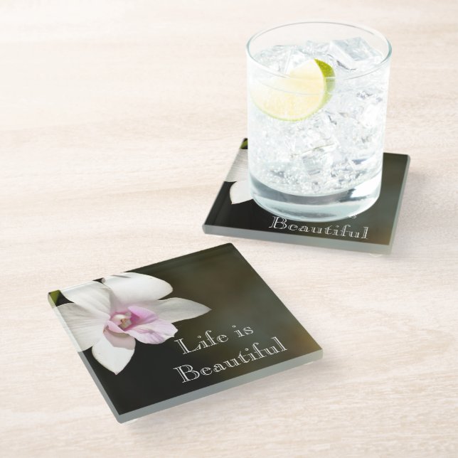 Orchid Flower Kauai, Hawaii Glass Coaster (Angled)
