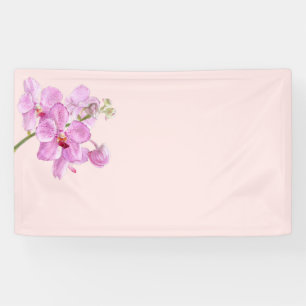 Orchid flower on pink pastel background banner