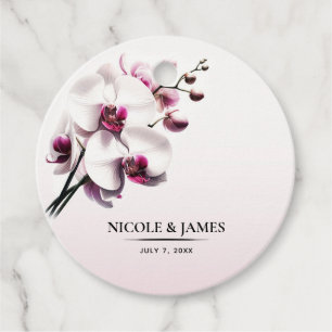Orchid Flower Pink & White Wedding Favour Tags