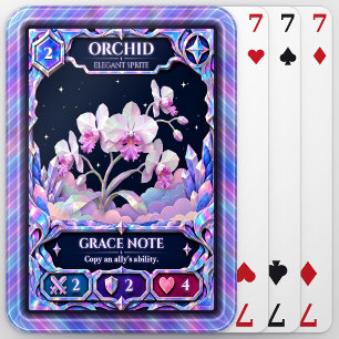 Orchid Flower, Rainbow Foil Art Playing Cards