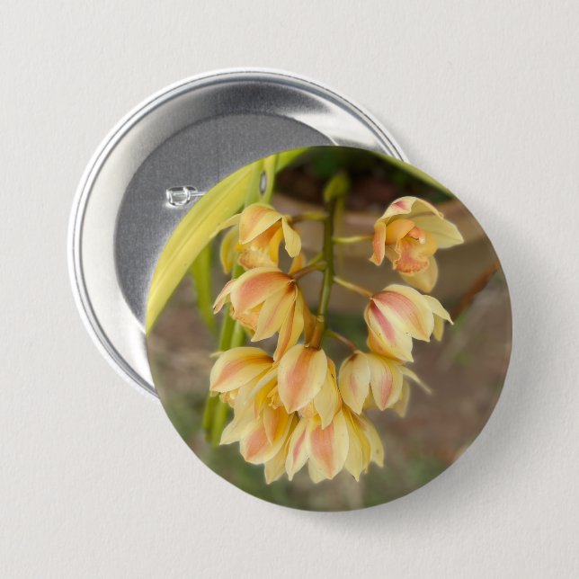 Orchid Flower Sticker 3 Inch Round Button (Front & Back)
