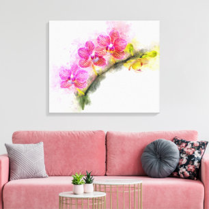Orchid flower watercolor - pink wb 01 canvas print