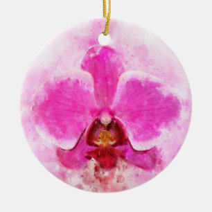 Orchid flower watercolor - pink wb 02 ceramic ornament