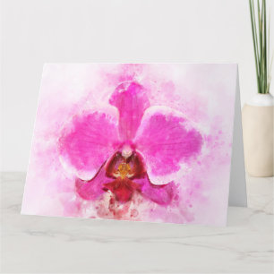 Orchid flower watercolor - pink wb 02 thank you card