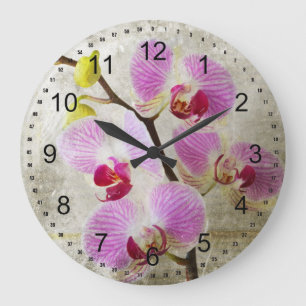 Orchid Flowers Large Clock