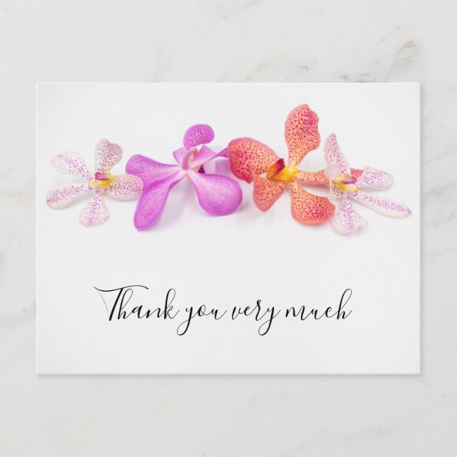 Orchid flowers on white background Thank You Card (Front)