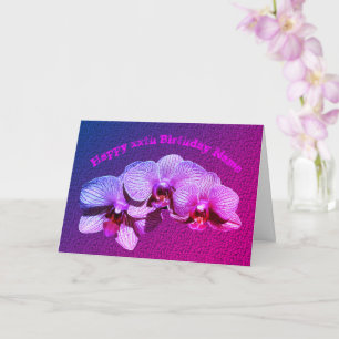 Orchid Flowers Personalized Birthday  Card