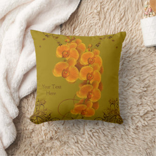 Orchid Flowers Personalized Throw Pillow