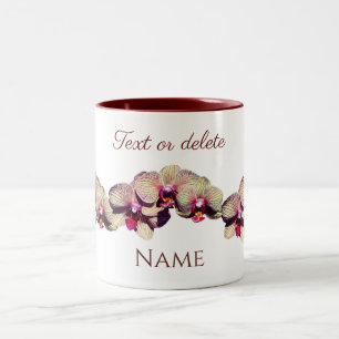 Orchid Flowers Your Name Monogram Personalized  Two-Tone Coffee Mug