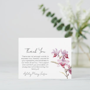 Orchid Funeral Thank You Card Bereavement