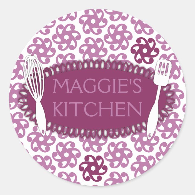 Orchid geometric flowers whisk cooking baking classic round sticker (Front)