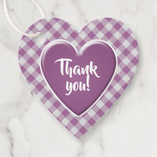 Orchid Gingham Checks Pattern Thank You For Coming Favour Tags