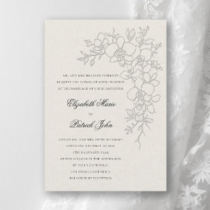 Orchid Gleam Formal Traditional Ecru Wedding Invitation