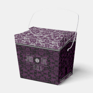 Orchid Grey Chinese Brocade Wedding Takeout Favor Box