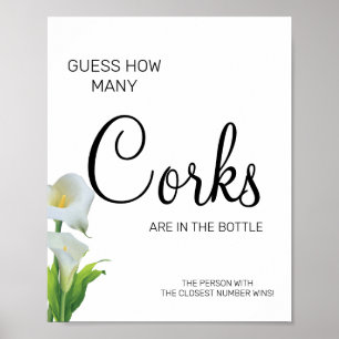 Orchid How many Corks bridal shower game sign