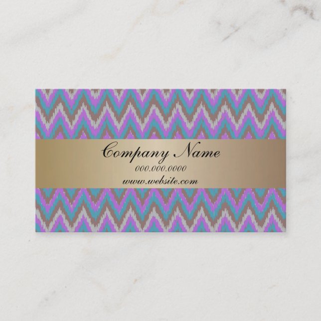 Orchid Ikat ZigZag Pocket 2019 Calendar Business Card (Front)