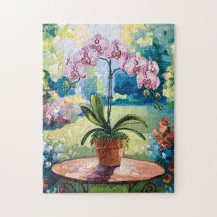 Orchid in a Pot Painting Botanical Art Jigsaw Puzzle