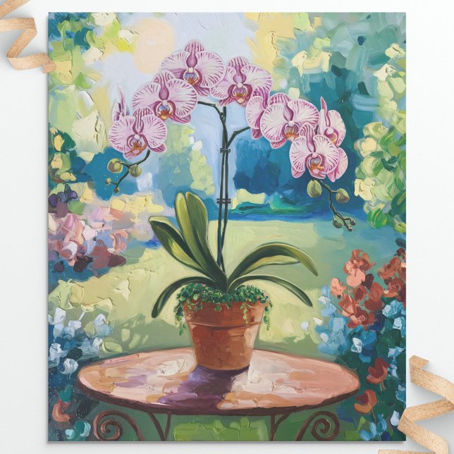 Orchid in a Pot Painting Botanical Decoupage Wrapping Paper (Creator Uploaded)