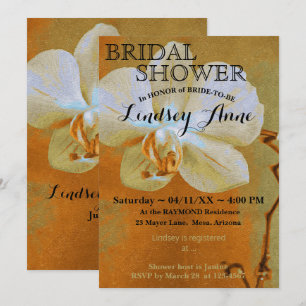 Orchid in Shades of Orange Personalized Invitation