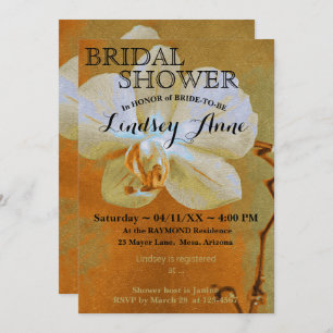 Orchid in Shades of Orange Personalized  Invitation