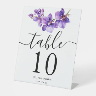 Orchid in white  wedding Table Number Pedestal Sign