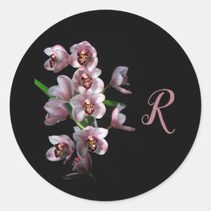 Orchid Insanity on black Classic Round Sticker