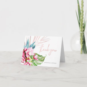 Orchid Isle, Pink+Blue Tropical Floral Thank You