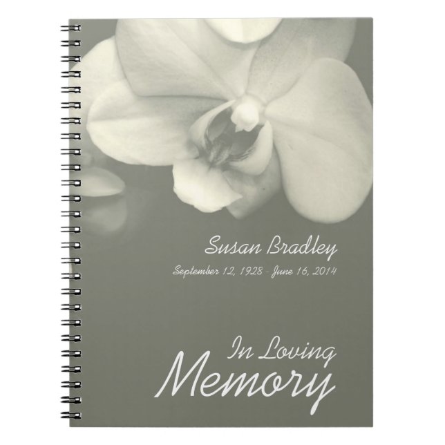 Orchid Kaki Floral Photography Funeral Guest Book (Front)
