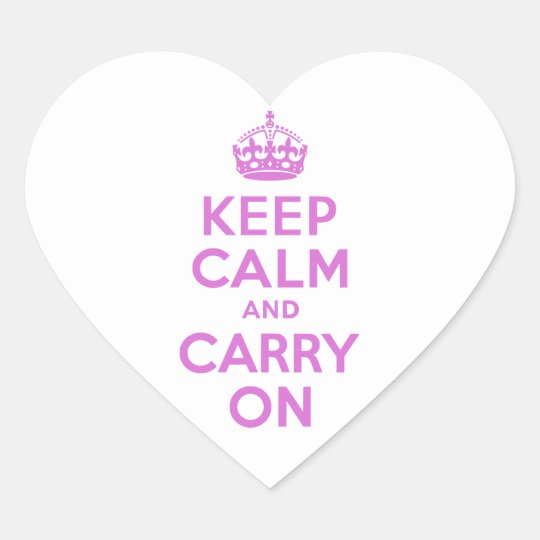 Orchid Keep Calm and Carry On Heart Sticker
