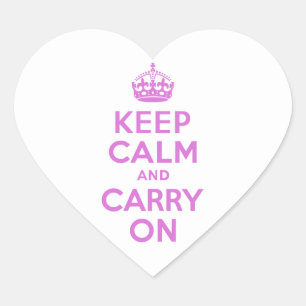 Orchid Keep Calm and Carry On Heart Sticker