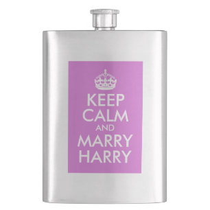 Orchid Keep Calm and Marry Harry Hip Flask