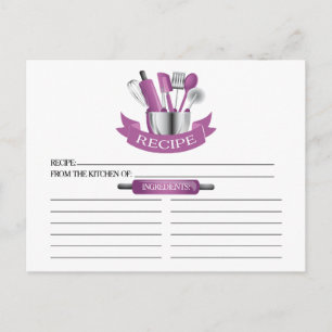 Orchid Kitchen Tools Bridal Shower Recipe Cards