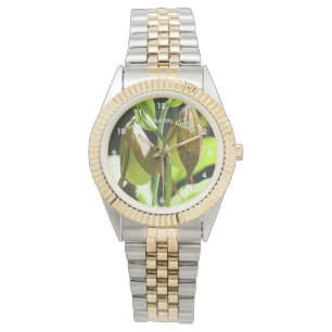 Orchid Lady Slipper Flower Pair Personalized  Watch