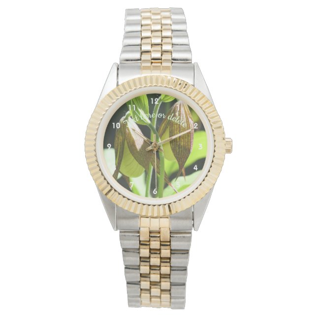 Orchid Lady Slipper Flower Pair Personalized  Watch (Front)