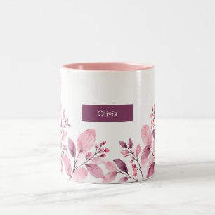 Orchid Leaf Personalized Two-Tone Coffee Mug