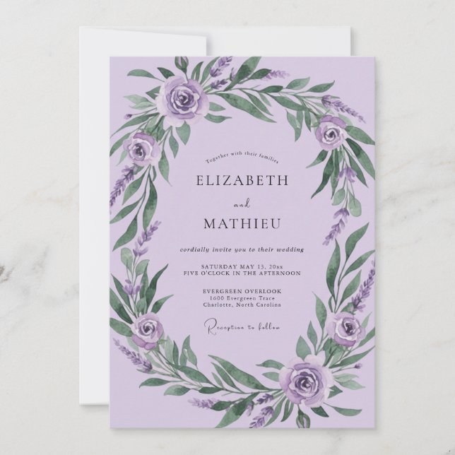 Orchid Leafy Foliage Wedding Invitation (Front)