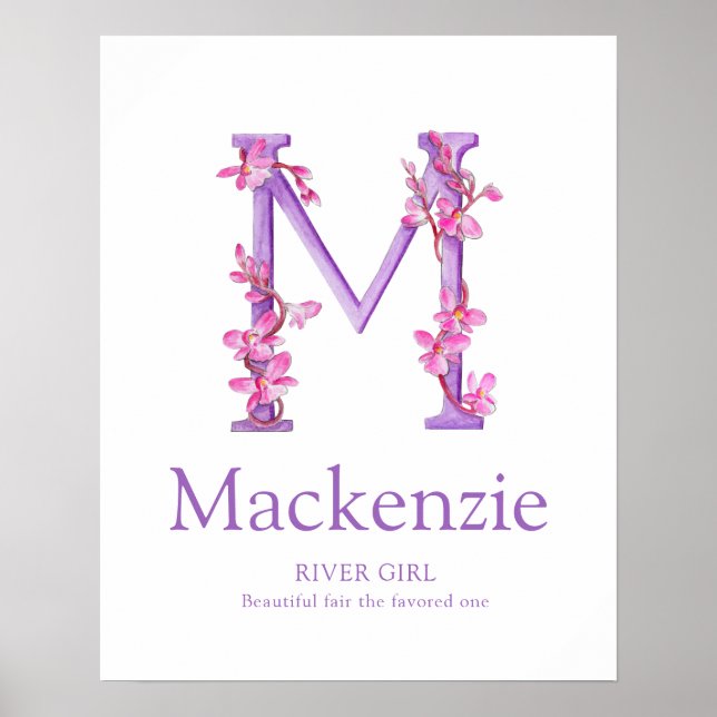 Orchid Letter M Mackenzie custom name meaning Poster (Front)