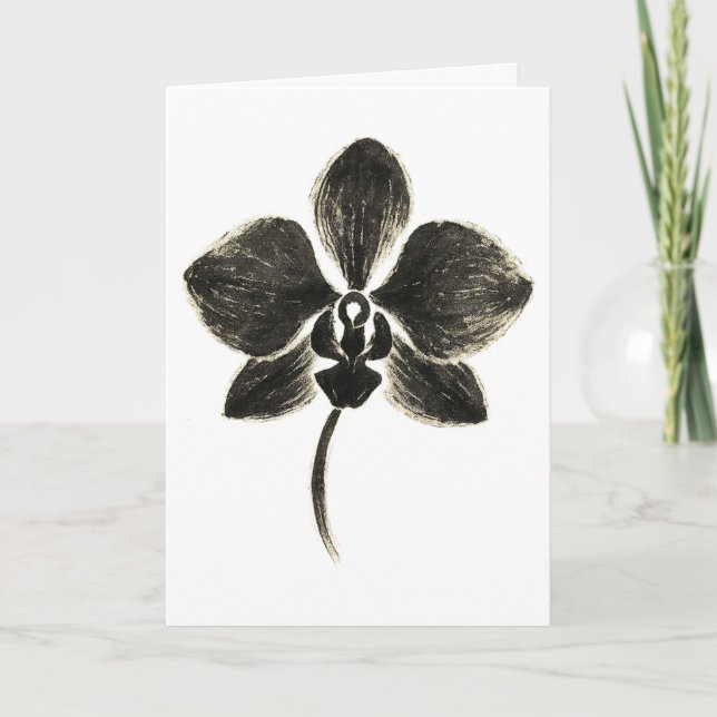 Orchid Line Drawing – Botanical Card (Front)