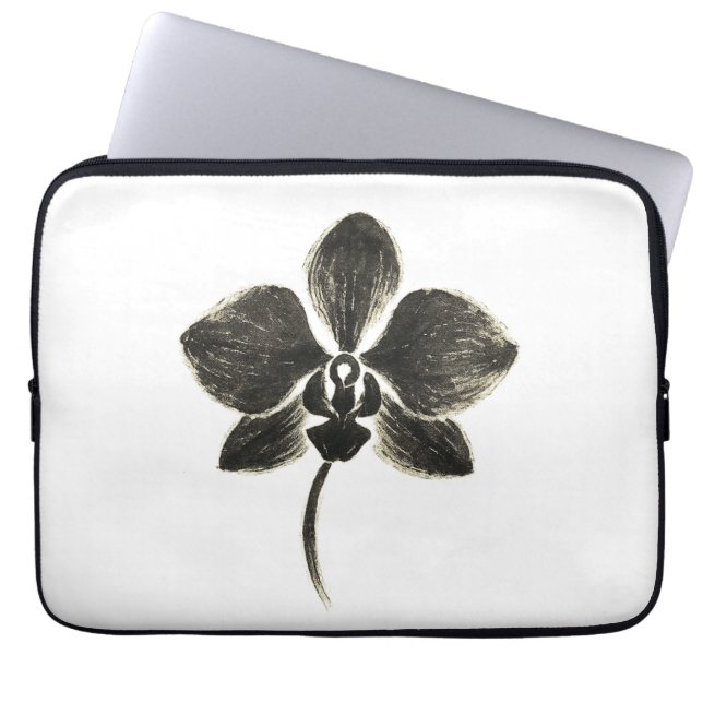 Orchid Line Drawing – Botanical Laptop Sleeve (Front)