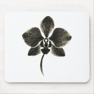 Orchid Line Drawing – Floral Design on Mouse Pad