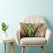 Orchid Lumbar Pillow in ivory, gold and green