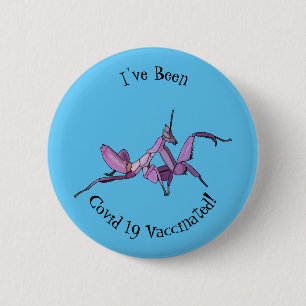 Orchid mantis cartoon illustration 2 inch round button