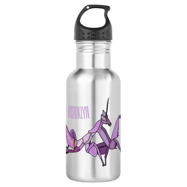 Orchid mantis cartoon illustration 532 ml water bottle (Front)