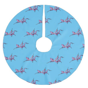 Orchid mantis cartoon illustration brushed polyester tree skirt