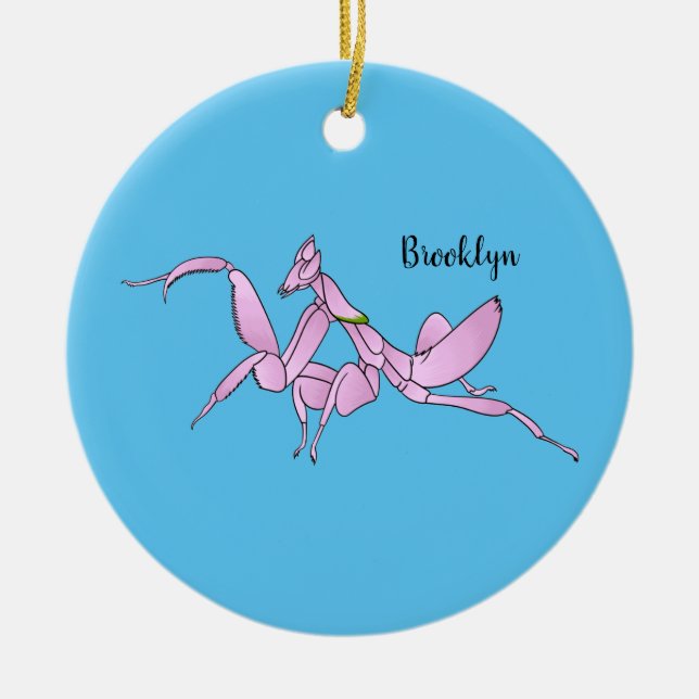 Orchid mantis cartoon illustration ceramic ornament (Front)
